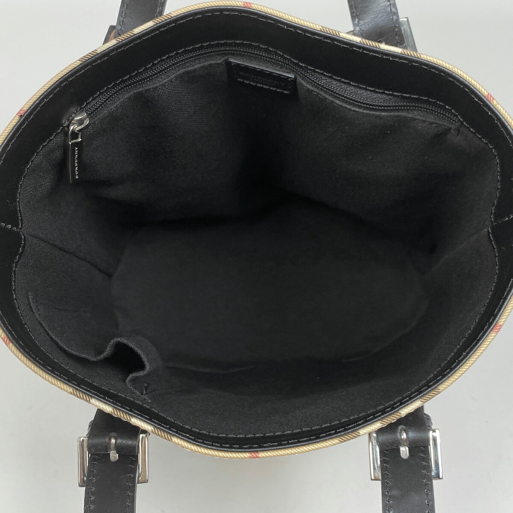 Burberry check handbag tote bag canvas black beige - Picture 6 of 6